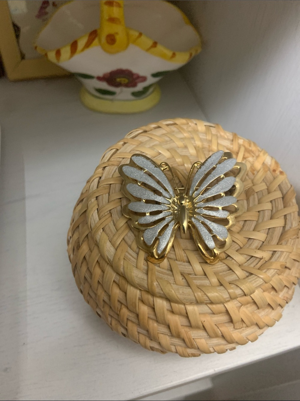 Gold and White Butterfly Brooch - Women Accessories ce